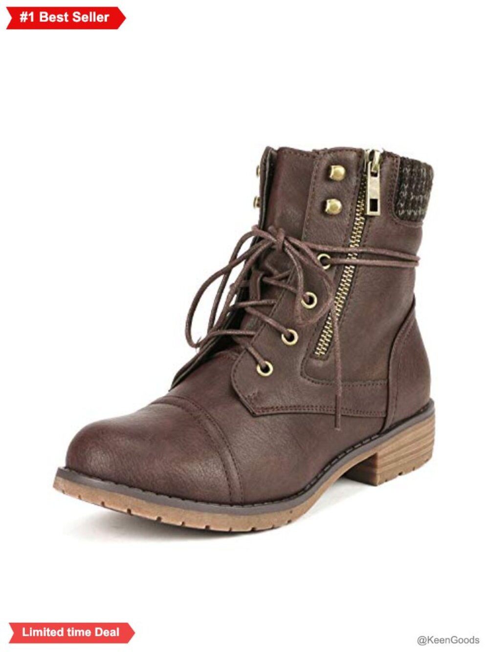 Women's Lace Up Combat Ankle Booties Faux Leather Low Heel